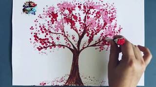 blossom cherry tree easy paint cotton acrylics technique beginners