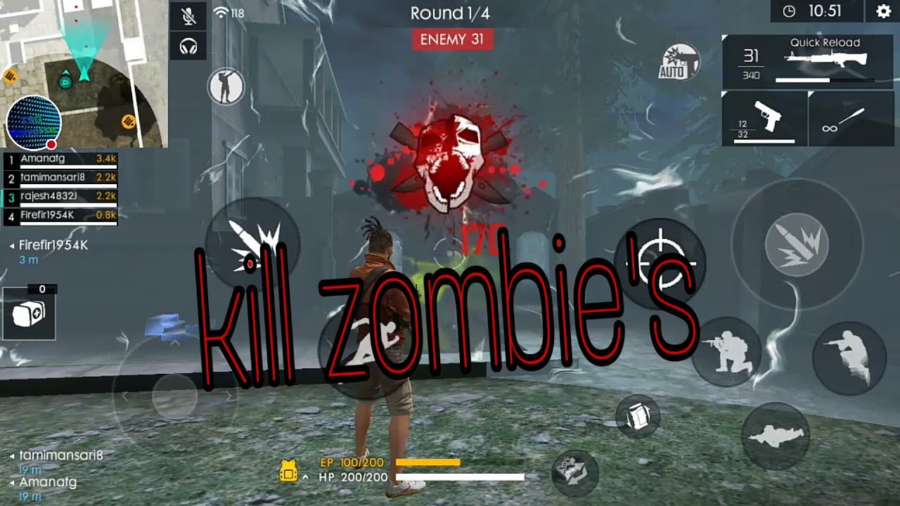 Garena Free Fire | Death Uprising Mode | killed zombie's ...