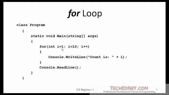 C# Beginner 5 - Loops (for, while, do...while)