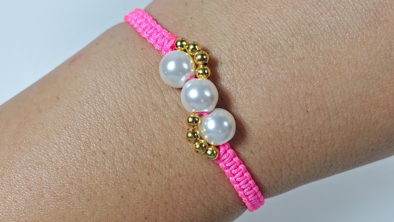 DIY PULSERA DE HILO Y PERLAS FACIL Y RAPIDA | PULSERAS DE MODA✔️