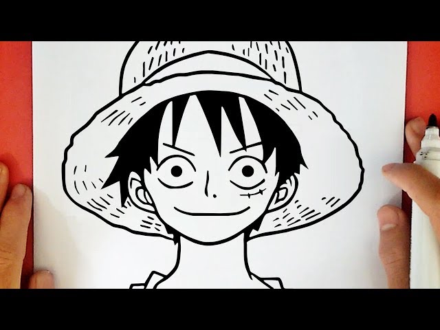 Desenhos de anime fáceis, Como desenhar metade do rosto Luffy fácil passo  a passo