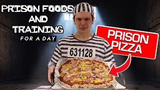 Only Eating Prison Foods For A Day + Charles Bronson Workout | RAMEN PIZZA CRUST!?