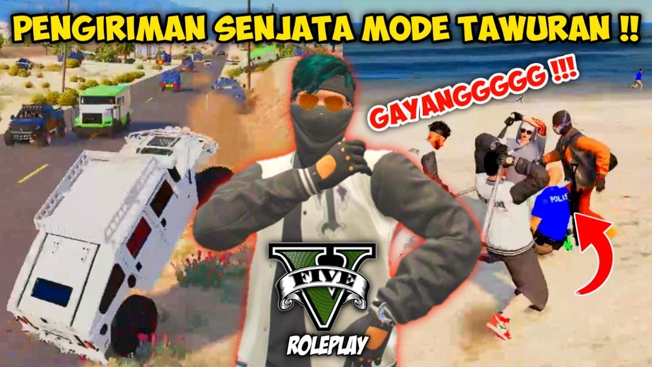 PENGIRIMAN SENJATA MODE TAWURAN !! TATTITTUT NIH BOS GAYANG GAYANG POLISI WKWK !!  GTA V ROLEPLAY