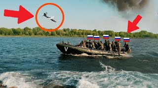 Russian Boat with Military Personnel was destroyed by a Ukrainian FPV Drone!