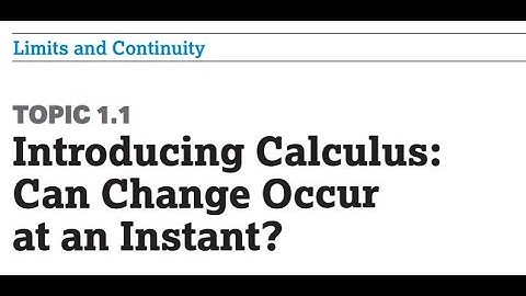 Topic 1.1:  Introducing Calculus:  Can Change Occur at an Instant