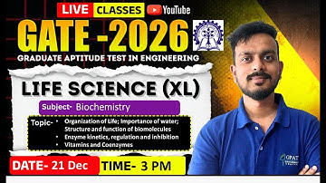 GATE 2026 Life Science (XL) | Biochemistry: Enzyme Kinetics, Biomolecules, Vitamins & Coenzymes
