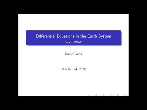 Vorlesung: Differentialgleichungen im System Erde - Teil 1