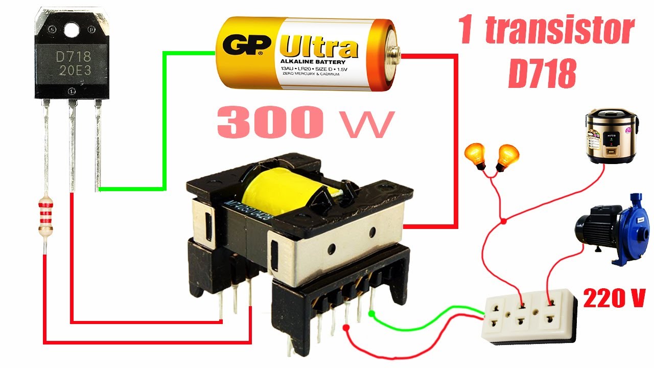 DIY simple 12v to 220v,1 transistor d718 stimulator, creative prodigy