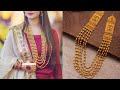 pure gold long beaded chain design ideas/multiple chain necklace set design ideas