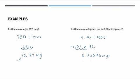 Metric Conversions: Converting micrograms (mcg) to milligrams (mg), mcg to mg