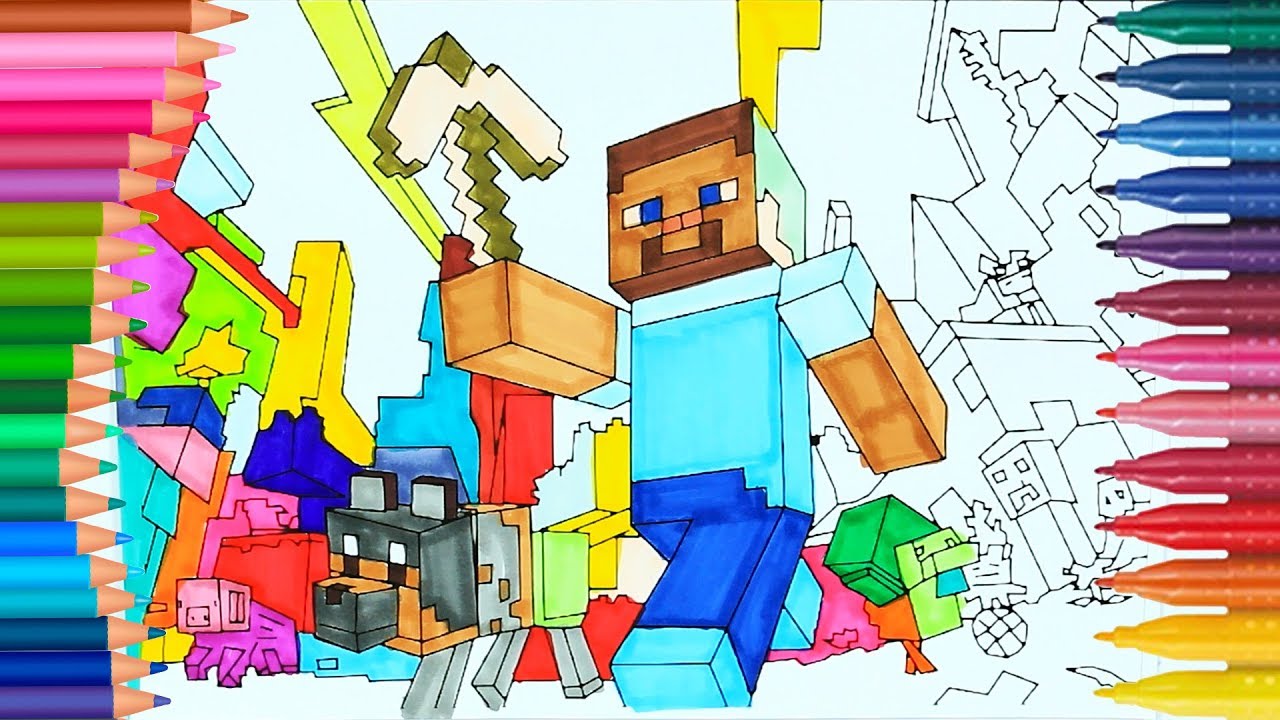 Minecraft Steve E Cane Come Disegnare E Colorare Disegni Da Colorare Cose Da Colorare Youtube