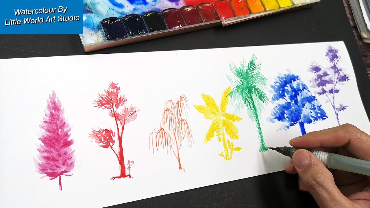Beginner Watercolour Classroom Monochrome Watercolour Practice Tree 水彩基础 单色水彩练习 树 Youtube