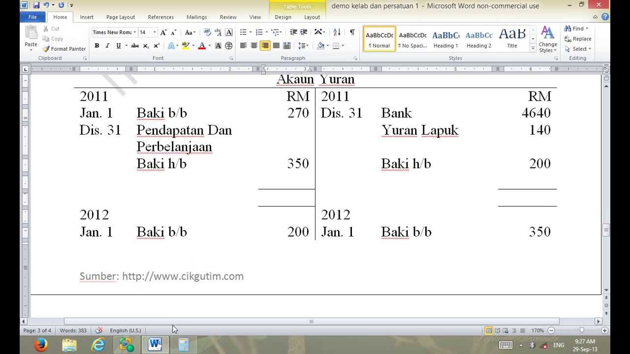 Prinsip Perakaunan - Demo Akaun Yuran 3 - YouTube