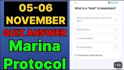 Marina Protocol QUIZ ANSWER 5 6 NOVEMBER🚀 Testnet today=mainnet 2morrow #Web3 #TGE #quiz #airdrops