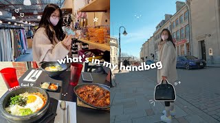 what's in my bag + pack with me | downtown vlog, korean food, simple afternoon 🌿🧺