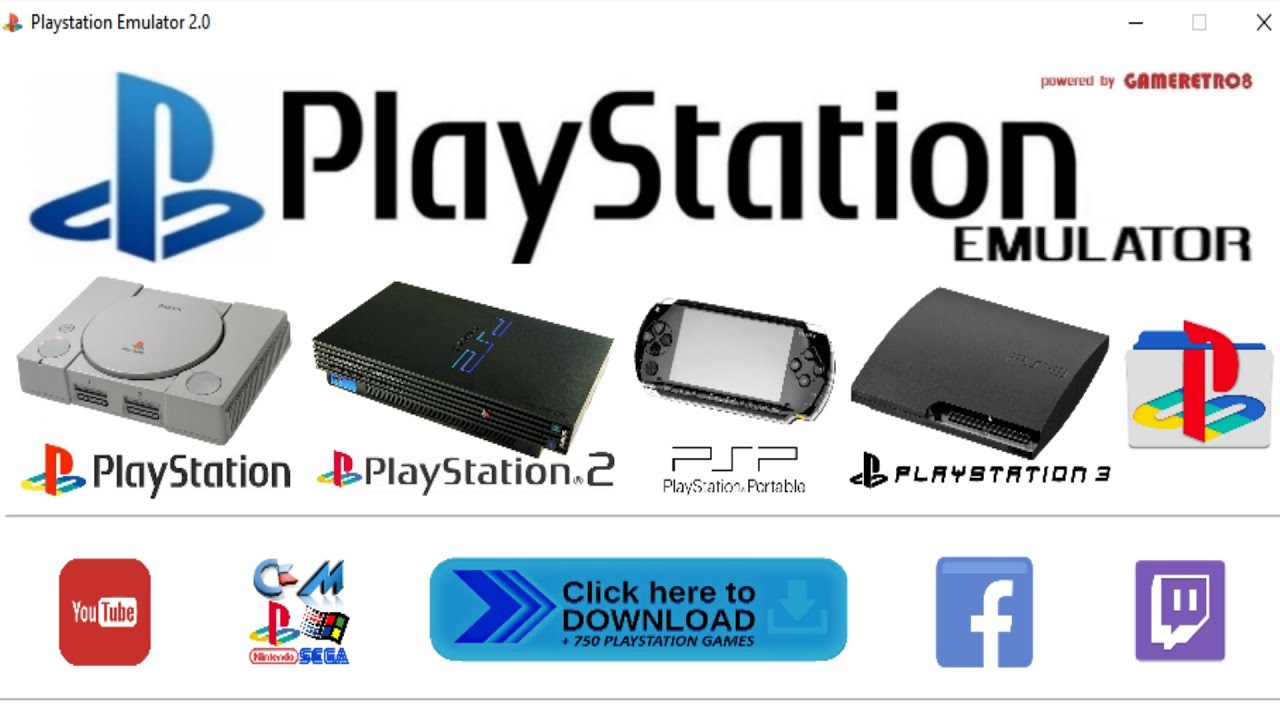 PlayStation, PlayStation 2, PlayStation 3, PSP Emulator  by GAMERETRO8  for  Windows 11 - 10 x64
