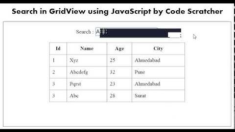 Search Records or Filter rows in a GridView using javascript