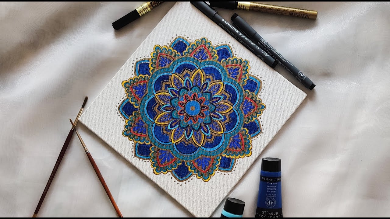 How To Draw Mandala Step By Step || Mandala on Canvas || Dot ...