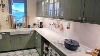 IKEA STENSUND Kitchen Tour – Light Green Shaker Style with KASKER Countertop
