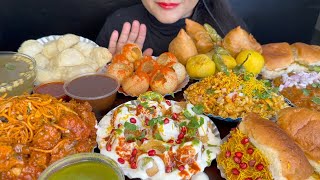 ASMR EATING PANIPURI,MOMO,DAHIPURI, SAMOSA,NOODLES,PAVBHAJI,BHELPURI”INDIAN STREET FOOD