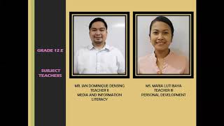 RDMNHS GRADE 12 E AND F VIRTUAL ORIENTATION | TEACHERS AND STAFF