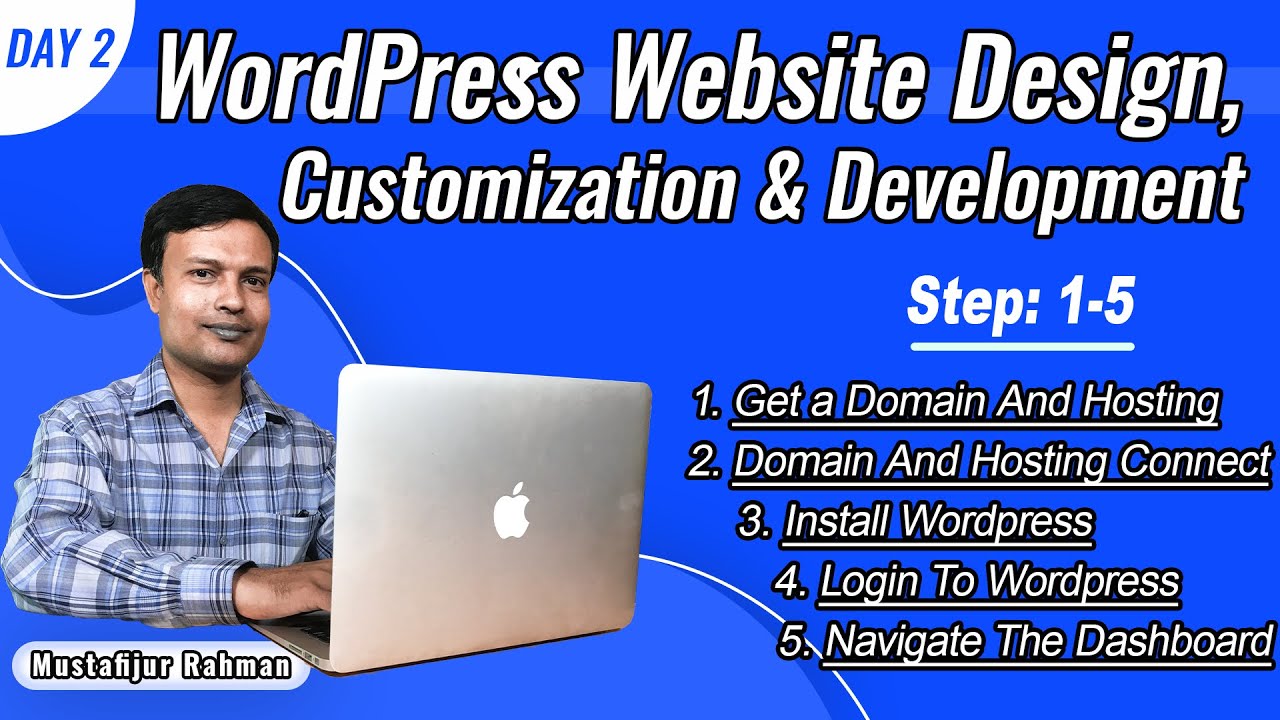 WordPress Website Design, Customization & Development: day: 2  step: 1-5 (Bangla Tutorial)