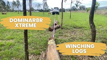 Using the Dominar8r Extreme winch to pull up cut logs from the creek.