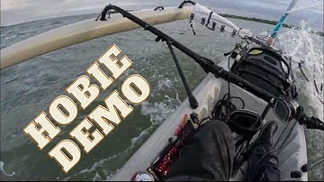 Sailing Hobie Tandem Island kayak demo in 15-20 knot winds. With commentary.