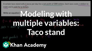 Modeling with multiple variables: Taco stand | Modeling | Algebra 2 | Khan Academy