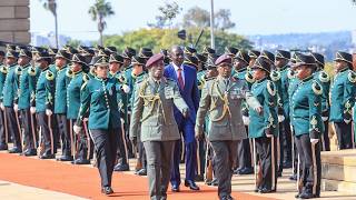 President Ruto inspects a guard of honor during his welcoming ceremony in Pretoria, South Africa.