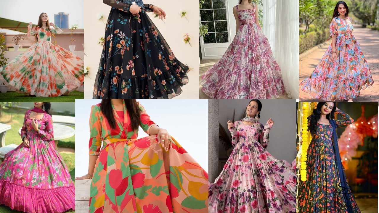 Long frocks designs|Floral frock designs|Floral prints|printed frock suits designs