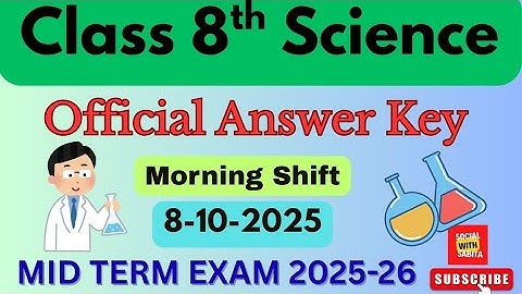Class 8 Science answer key 2025 morning shift | mid term exam 2025-26 | science paper solution 2025