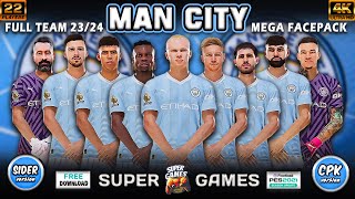 Man City Facepack PES 2021 ( 22 Players ) Season 23/24 ( SIDER ◆ CPK ) ⚽ أوجه مان سيتى موسم 23/24