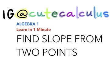 Learn in 1 MINUTE! - Algebra 1 FIND SLOPE FROM TWO POINTS by April Terrazas, @CuteCalculus