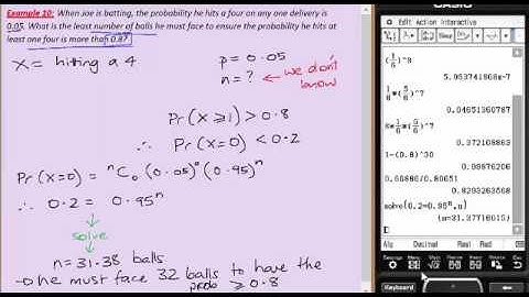 VCE Maths Methods - Binomial Distribution - 4a - find a sample size