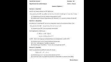 Examen final d’Algèbre 1 Université boumerdés 2 20213