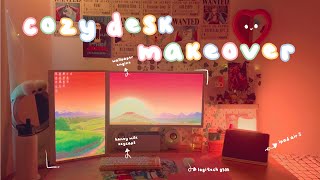 🌤 cozy desk makeover/setup // aesthetic + ergonomic, diy clay coaster, pinterest inspired