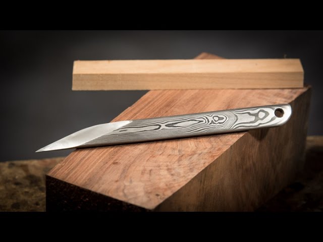 Making a Japanese Marking Knife from Damascus Steel 