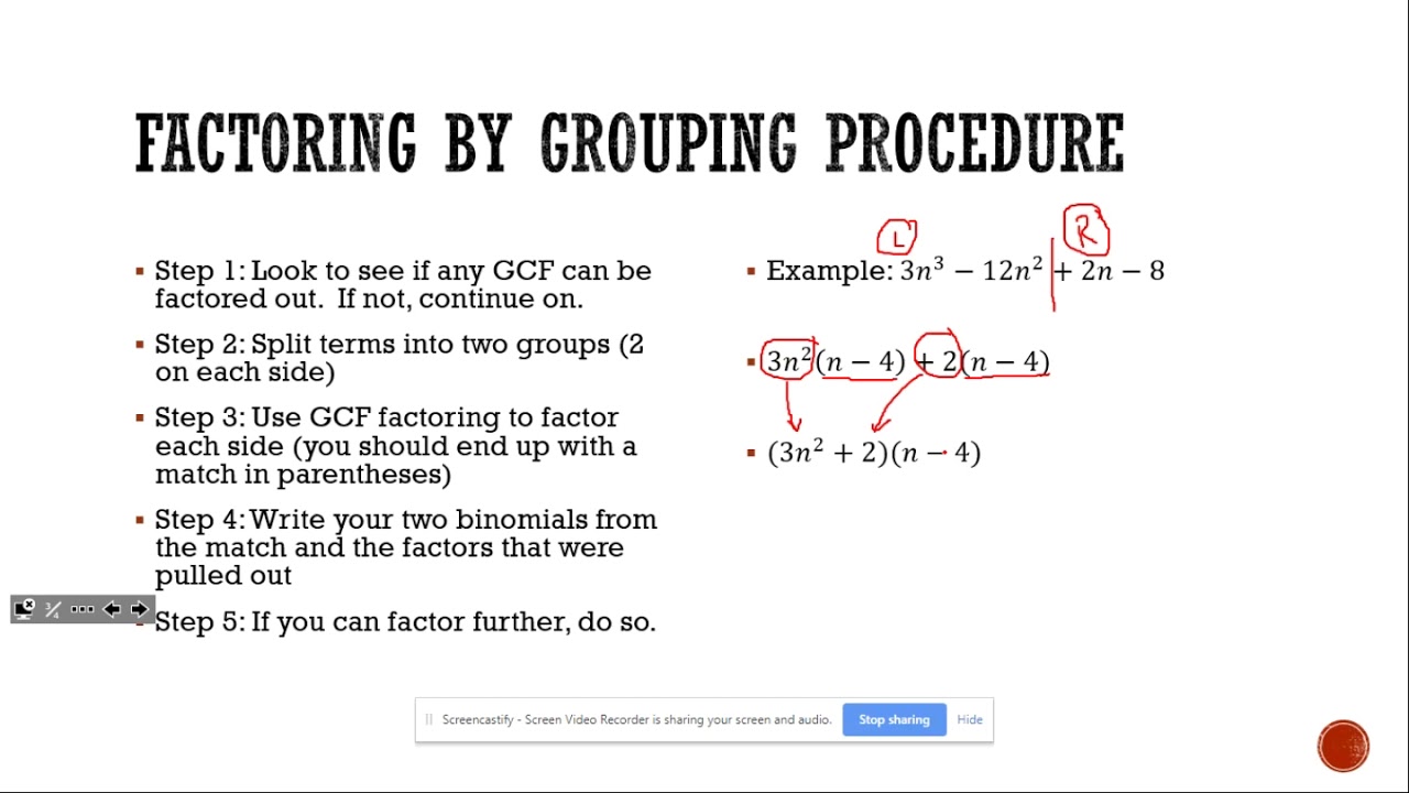 Lesson 8-4 - Factoring By Grouping - YouTube