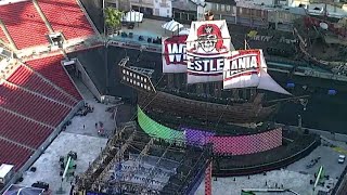 Flags Raised On WWE WrestleMania 37 Ship Stage