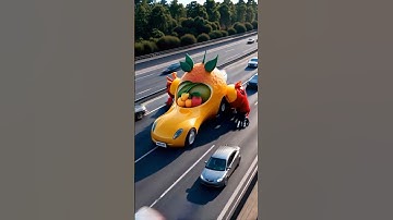 Giant Fruit Car: Apple or Orange?  Amazing Robot Transformation!