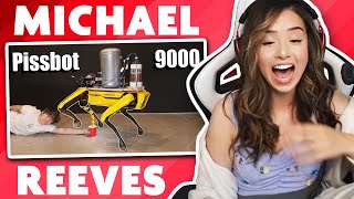 Pokimane reacts to Michael Reeves: Teaching a Robot Dog to Pee Beer