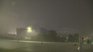 WATCH: High winds, heavy rains, lightning over AT&T Stadium in Arlington during severe weather