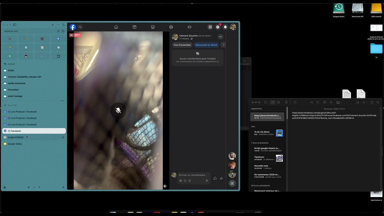 Récupérer son lien de live facebook pour diffuser à l'écran