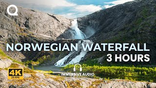 Norwegian Waterfall - Deep Natural White Noise (4k) | Study, Focus, Relax