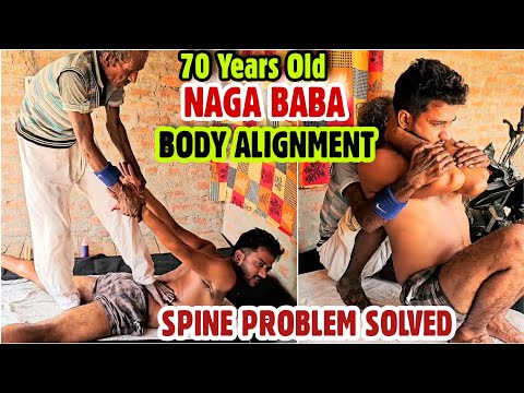 Indian Barber,Naga Baba 70 Years Old Man Smoke Oil Massage & Bone Alignment & Solved Spine Problem