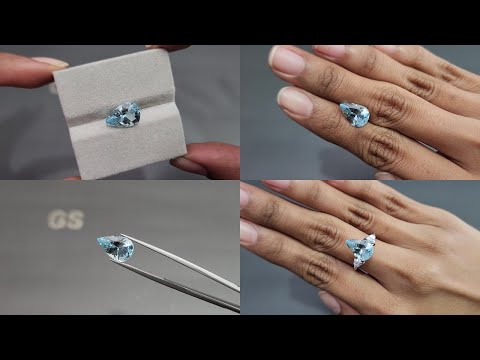 Aquamarine pear cut 2.97 carats, Madagascar Video  № 1