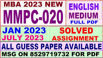 mmpc 020 solved assignment 2023 / mmpc 20 solved assignment 2023 in english / ignou mba 2022-23