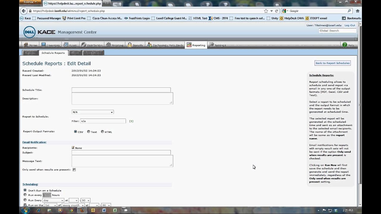 Creating Recurring Help Desk Ticket In Kace Youtube