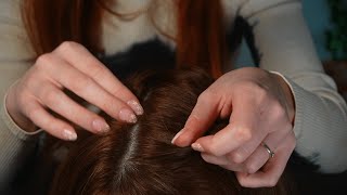 ASMR Scalp Check and Massage with parting and scratching \& spoolie | scalp sounds - No Talking
